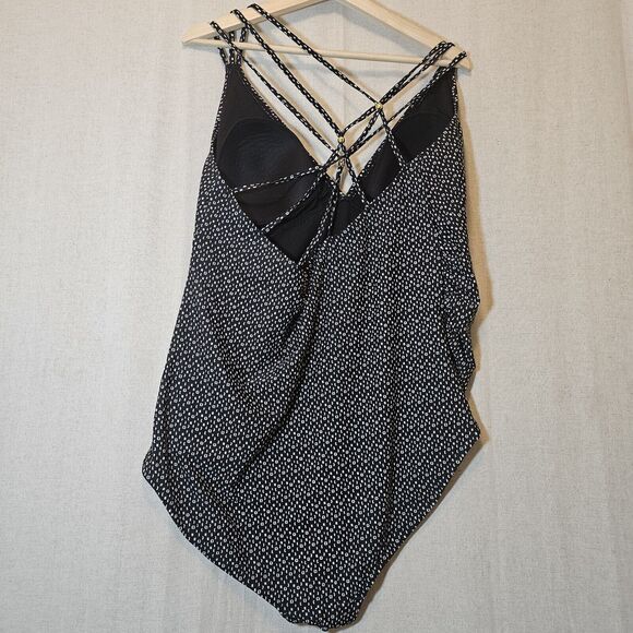 Liz Lange Maternity Swim One Piece Black White Dot Design XXL Strappy With Beads - Picture 5 of 12